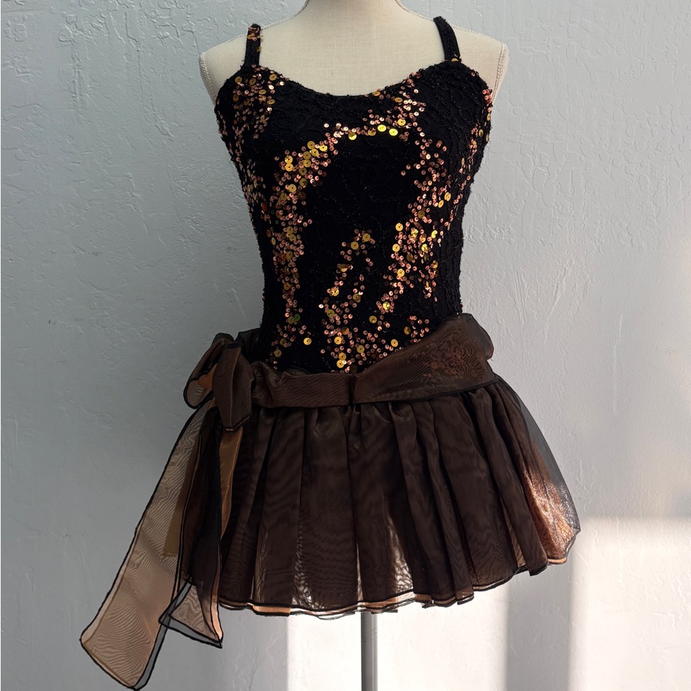 Adult Medium Black and Brown Sequin Dance Costume